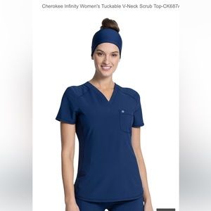 CHEROKEE Infinity Scrub Top sz S Navy Blue